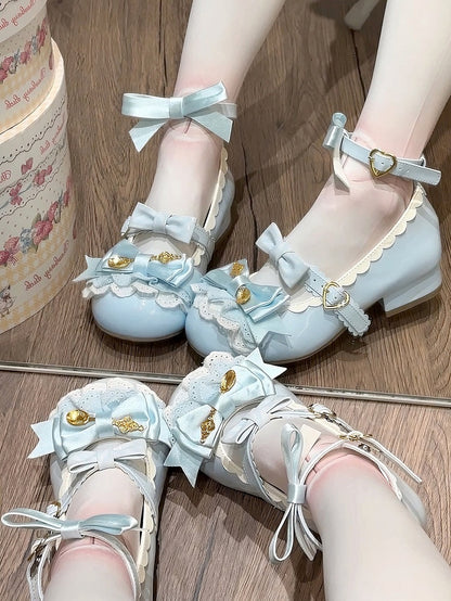 3cm Low-heel Mary Multi-Lace Trim with Janes Blue Lolita Sweet