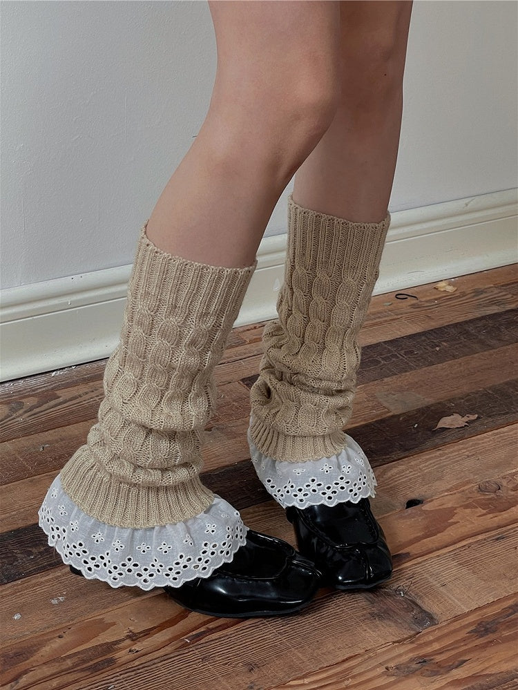 Leg Warmers Lace 5 Options Knitted Trim Color