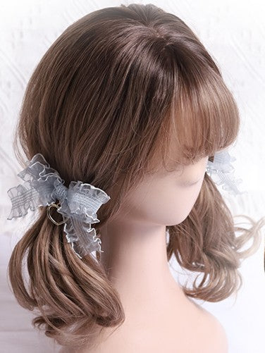 Bowknot Sweet Blue Light Lolita Hairclip Chiffon