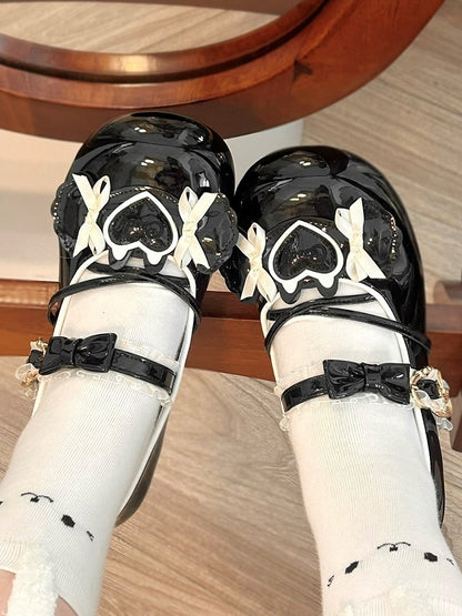 Janes with Sweet Accents Bow Black Candy-shaped Low-heel Ornaments Lolita Mary