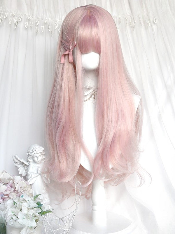 フルレングスウィッグ ピンク前髪 62CM ウェーブ