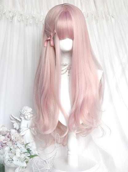 フルレングスウィッグ ピンク前髪 62CM ウェーブ