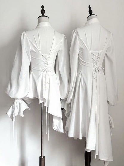 Shirt Foldover Cascading White Long Version Collar Ouji Lolita Extended Jabot