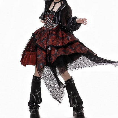 a with Chain Black Warmers Buckle Multiple Body Studded Chains Belt/Black Silver and Harness Leg