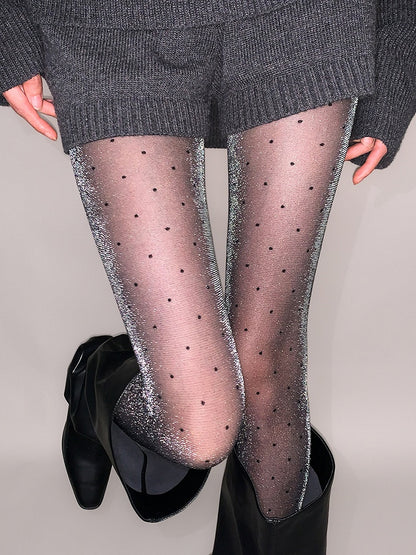 Sheer Sparkle Black Pantyhose Dot