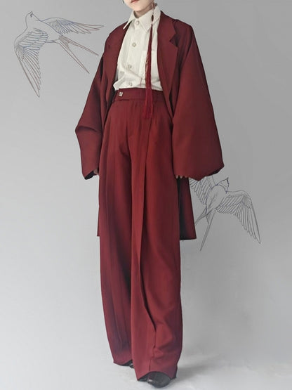 Chinese Contemporary Waist - Red Pants Partial for Style Easy Unisex Stretch Wear Straight-leg