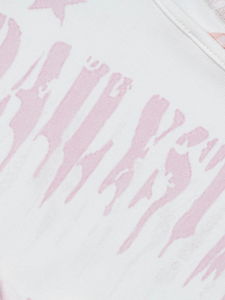 Off-Shoulder Pink Tee with Bow and Kitty Motif - Languid Park
