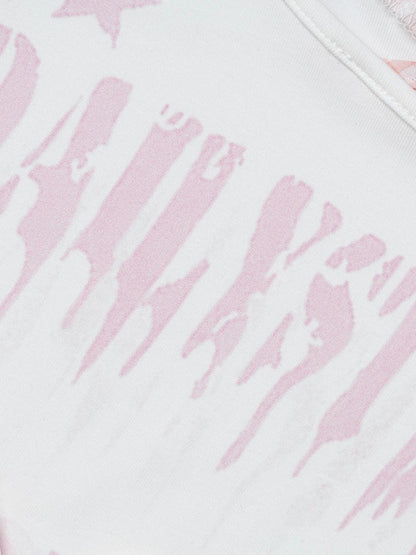 Off-Shoulder Pink Tee with Bow and Kitty Motif - Languid Park