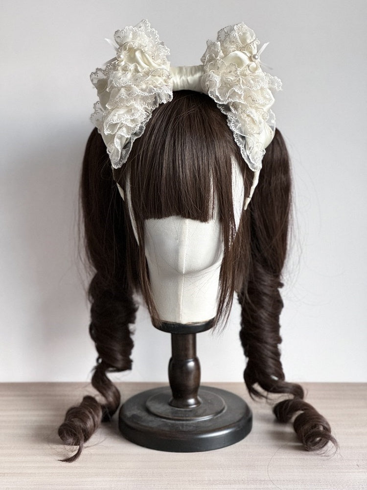 Perlen Lolita Schleife KC mit Spitze Sparkling Creamy - Groß getrimmt