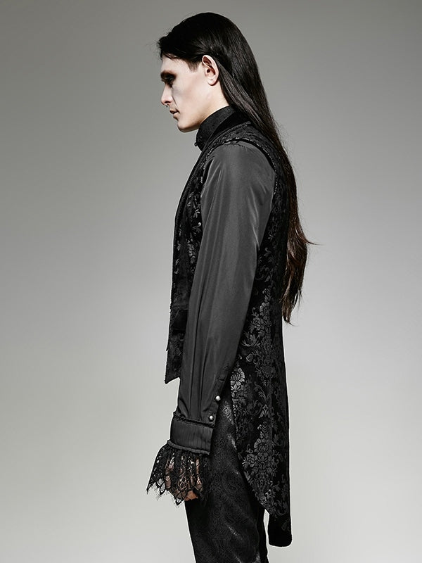 Jacket Sleeveless Black Pieces Swallow Tail Men's Fake Two