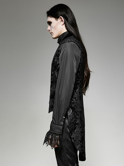 Jacket Sleeveless Black Pieces Swallow Tail Men's Fake Two