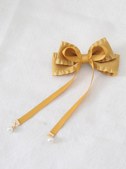 Colors Bowknot with Ribbon Hairclip Cute 8 Bead Decorations