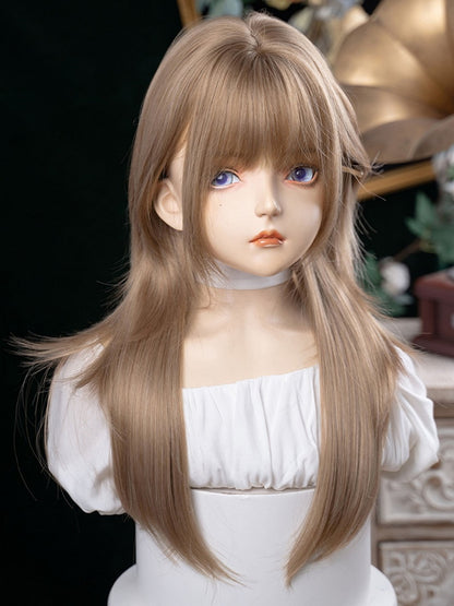 With LIght Brown Length Air 65CM Bangs Straight Wig