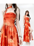 Holiday Orange Tube Sacrrum Kleid mit