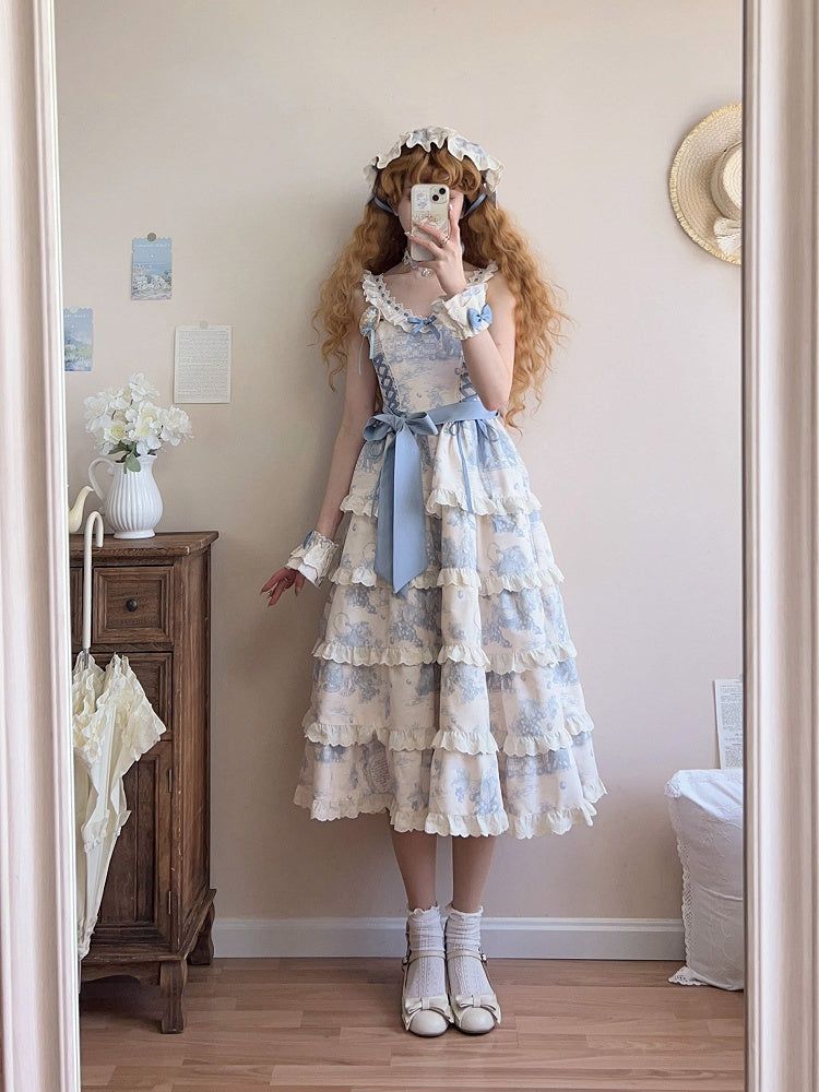 Hem Detachable Blue Print Grapes Skirt Lolita Jumper