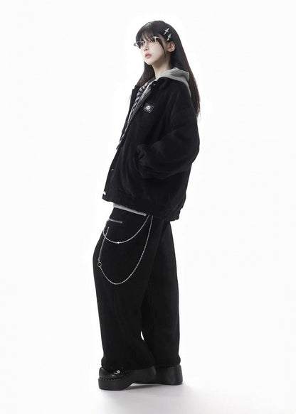 Black Panda Applique Winter Coat - PINK SAVIOR