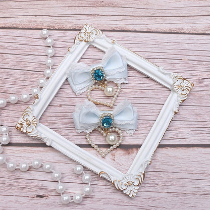 Bowknot Hairclip Options Lace Kei Jirai Charm 10 Heart Pearl Color