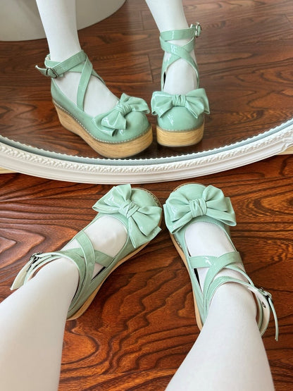 Platform Sweet Lolita Straps with Shoes Crisscross Green