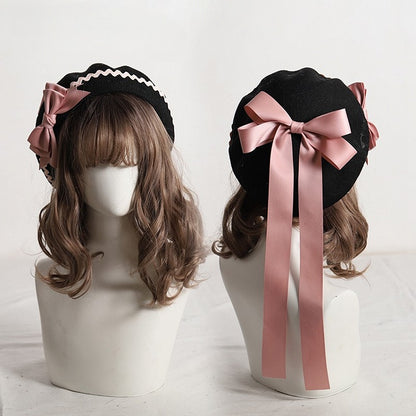 Options Color Bow Ribbon 5 Long Beret Plaid