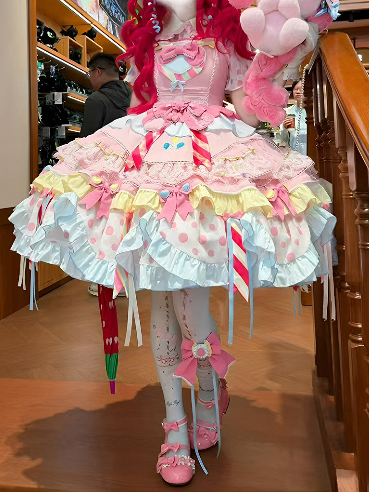 Polka Dot Sweet Lolita Short Puff Sleeve Blouse - Dollet