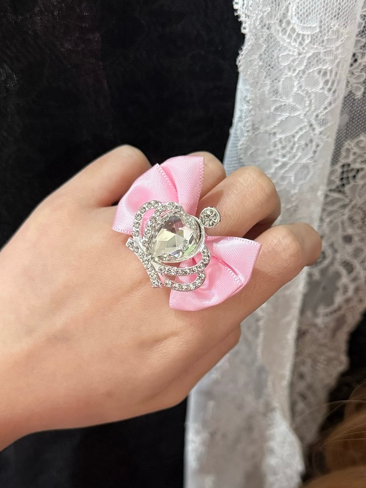 Strass Ring Schleife Krone Rosa Verziert