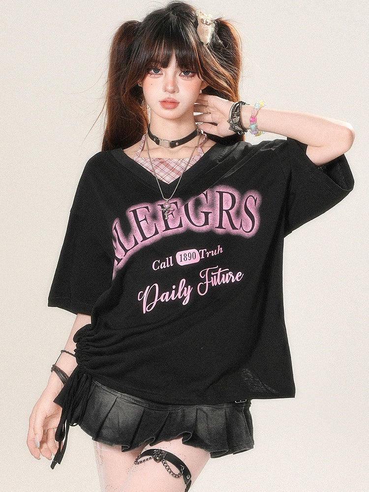 ツーピース ホルターネック ホワイト/ブラック フェイクカワイイ デイリーTシャツ