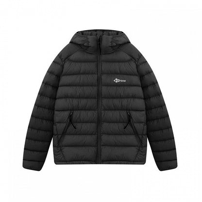 Hooded Baffle Jacket Gray/Black Construction Down