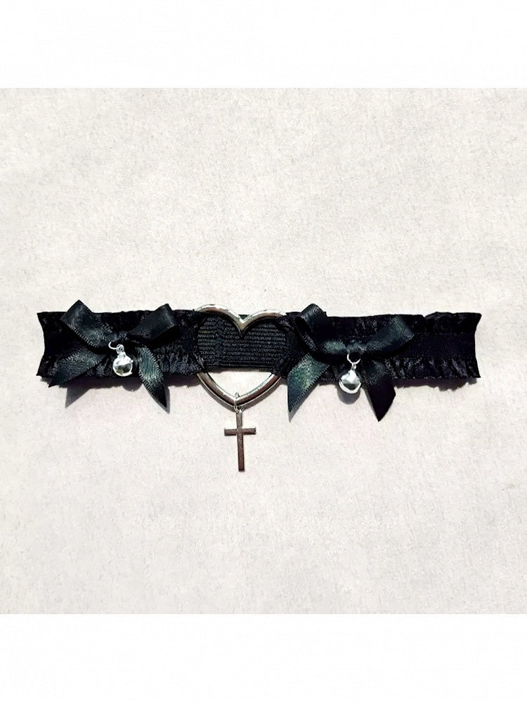 2 Colors Gothic Heart Cross Leg Garter with Bow Decoration - Mr. Cat
