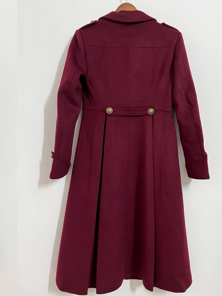 ワインレッド王子ファッションロリータゴシックプリンス冬ウールコート