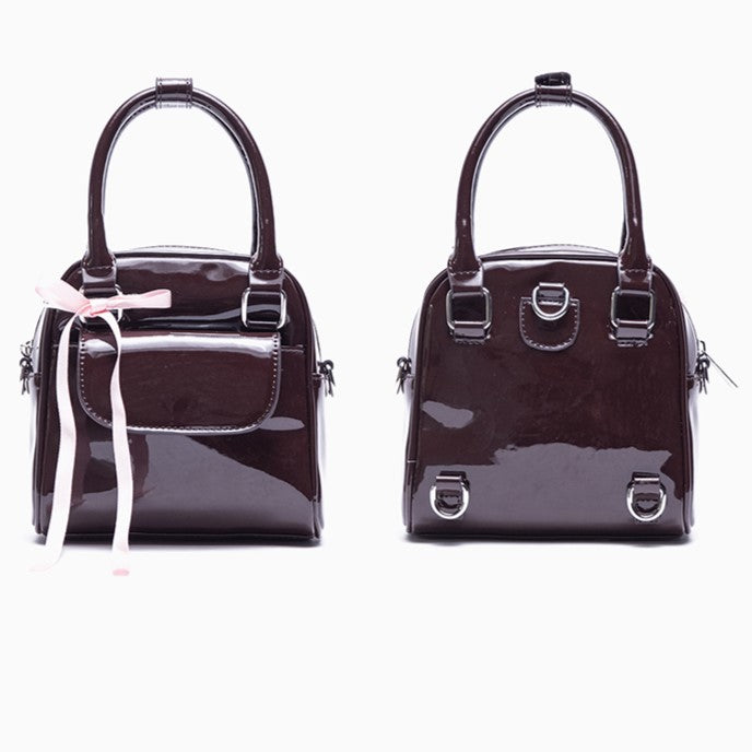 Ribbon Backpack With Kawaii Chocolate Bow 3-Way Glossy Brown