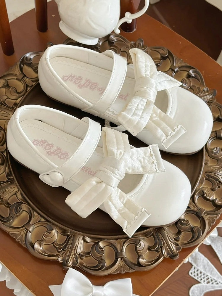 Bow Style Flats Lolita with Decor - Inspired Mary Sweet Velcro and Strap Detail Heart Jane