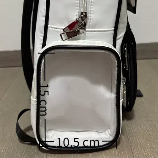 Ear Holder Cute Kitty - Black PU Ita with Comes Card Charm Backpack