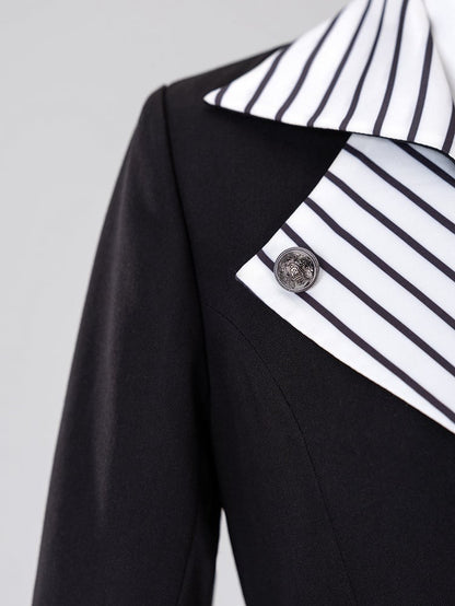 Striped Lapel Tailcoat with Clown Motif Black Accents - DevilInspired Exclusive Collection