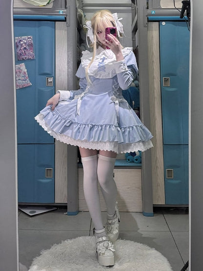 Juliette Lolita and Sleeves with Dress Gothic Bow Accents Blue Lacing