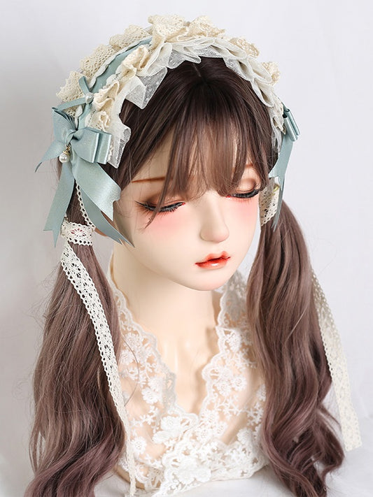 Lace Cute and Coffee Green Bowknot Pink Lolita Hairband Sweet /