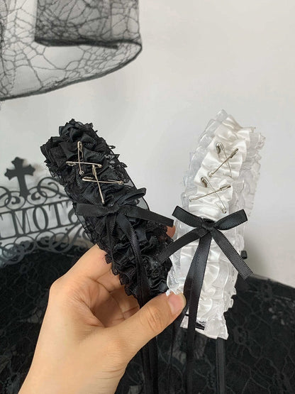 Lace Details Ruffled Options Bow Color 4 Lolita with Ribbon Hairband Pin
