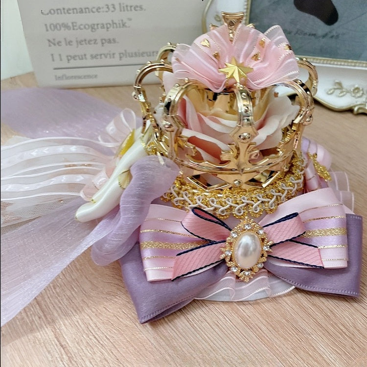 Details Hat Hime Lolita Mini Bowknot Pink/BlackPurple Crown