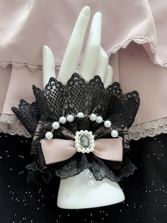 Handgelenk verzierte Farbmanschetten, Charm-Optionen, Strass, Schleife, Perlen, Spitze, 5