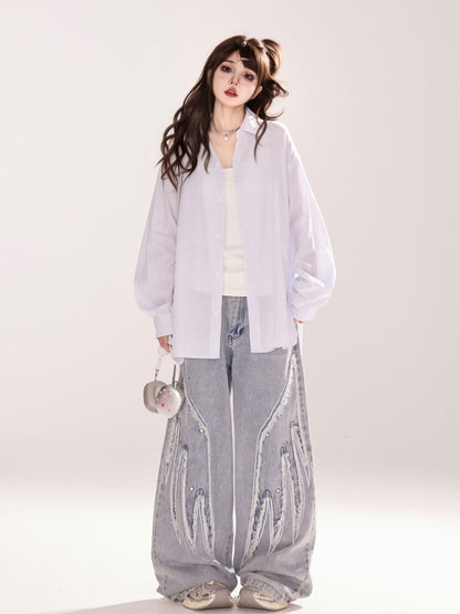 肩に白い天使の羽のデザイン、背中にタンクトップ、調節可能なストラップ