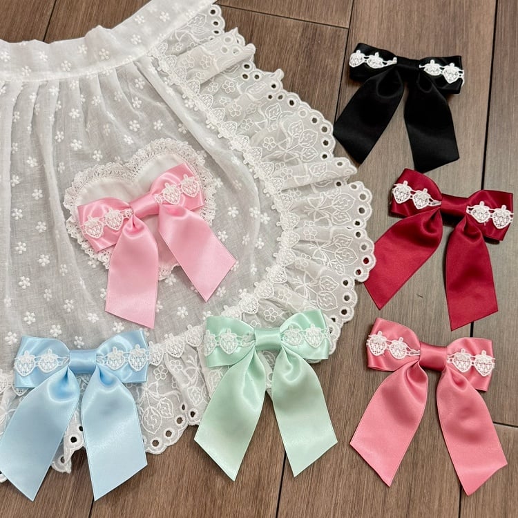 6つのオプションの蝶結びカラーブローチデザインイチゴ