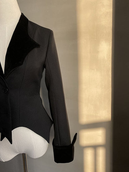 Gothic and Collar Lolita with Black Blazer Bat Velvet Cuff