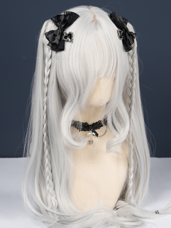 Hair Clips Bow Kei Colors Jirai Cross with Lace Charms Heart Gothic 4