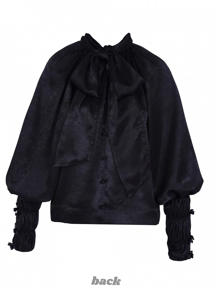 Blouse Embroidered with Detachable High-Neck Sleeves Black Spiderweb Lolita Long Gothic Sailor Collar