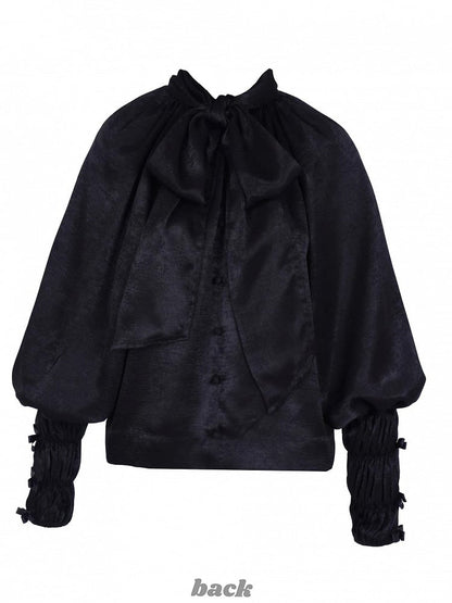 Blouse Embroidered with Detachable High-Neck Sleeves Black Spiderweb Lolita Long Gothic Sailor Collar