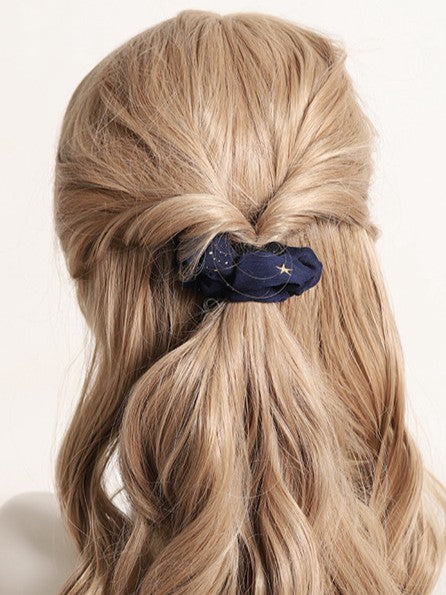 Dark Blue/White Starry Sky Pattern Lolita Hair Scrunchie