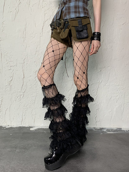 Strass Y2K Strumpfhose Cut-out Schwarz Design