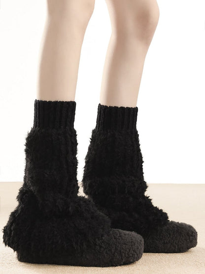 Fuzzy 2-Color 45cm Leg Warmers Ultra-Plush