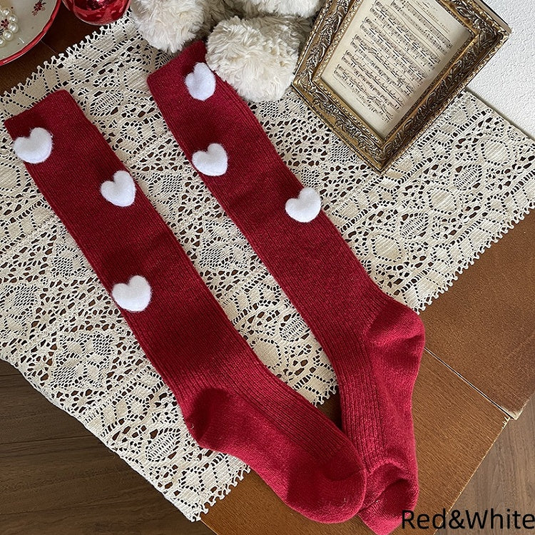 Colors Plush Socks Heart Calf 5 Decorated