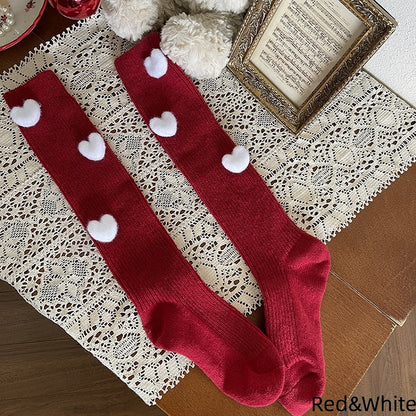 Colors Plush Socks Heart Calf 5 Decorated