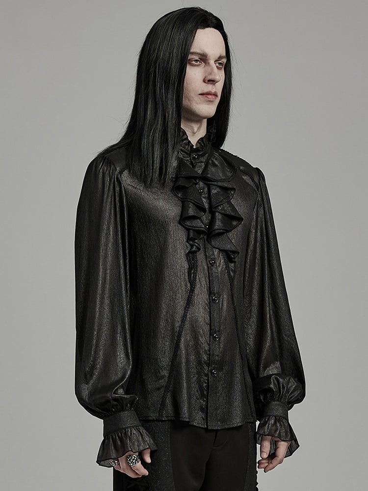 Goth Black Shirt Men's Gentleman